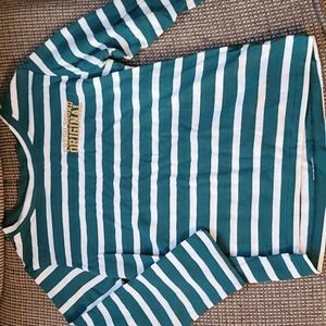 H&M 4/6Y Original Squad green&white strip long-sleeve tee